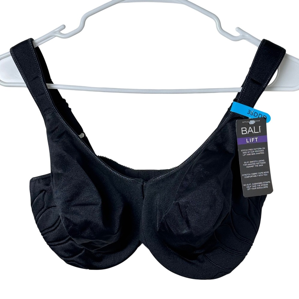 Bali Lift Underwire Bra Women 36DDD Black DF3353 Seamless NEW